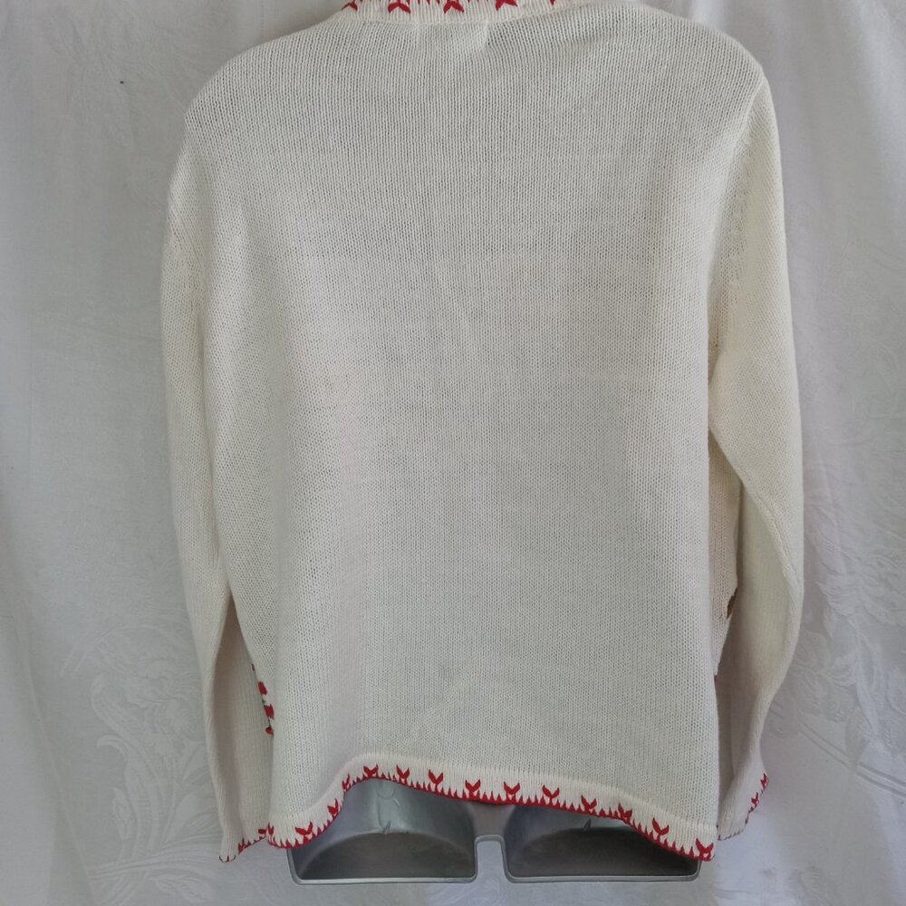 NWT White Stag L Cardinal Embroidered Embellished White Knit Cardigan 12/14 Vtg - Picture 8 of 15